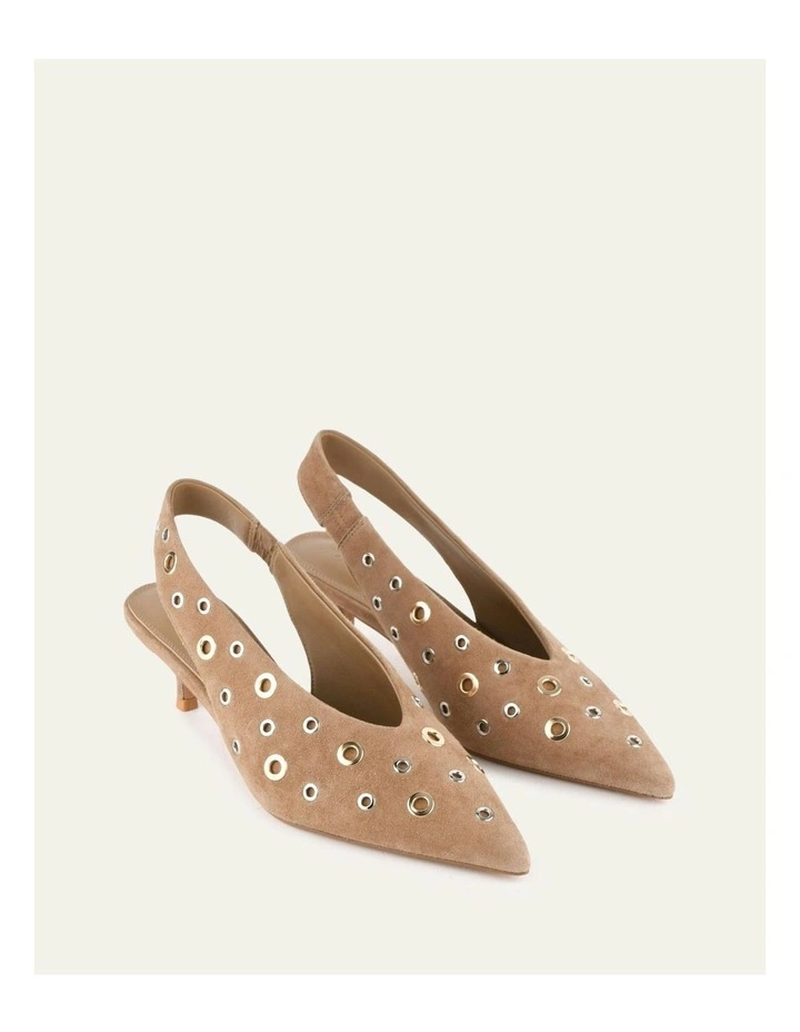 Rhi Suede Low Heels Shoe in Brown image 3