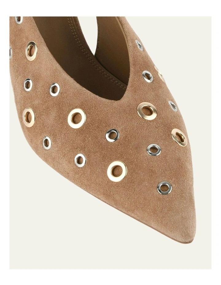 Rhi Suede Low Heels Shoe in Brown image 4