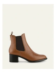 Lucas Mid Ankle Leather Boots in Dark Tan