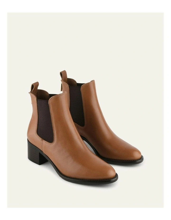 Lucas Mid Ankle Leather Boots in Dark Tan image 3