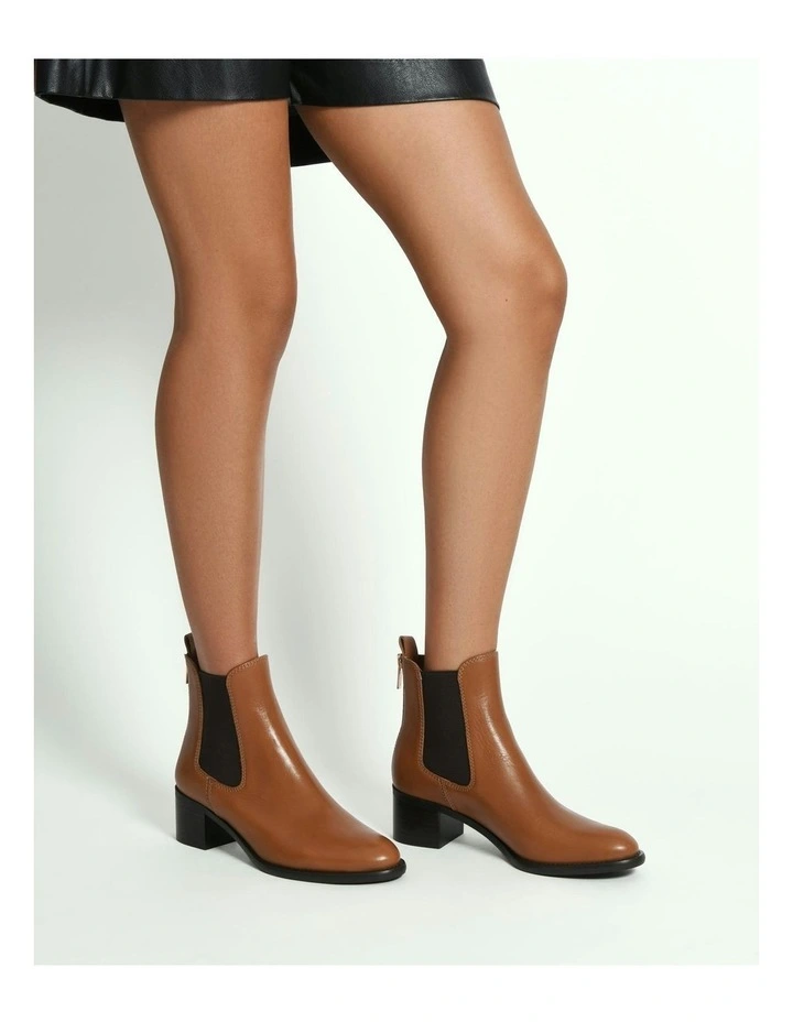 Lucas Mid Ankle Leather Boots in Dark Tan image 7