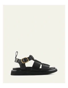 Amina Flat Sandals in Black
