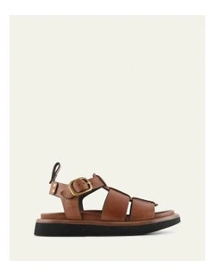 Amina Flat Sandals in Brandy