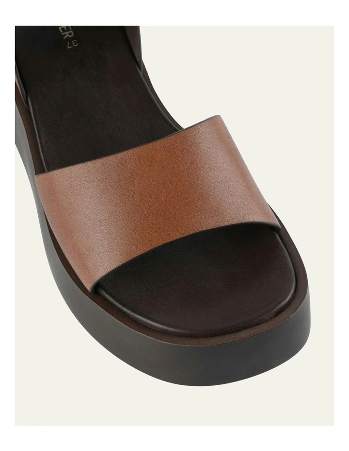 Cassie Leather Mid Wedge Sandals in Brandy image 3