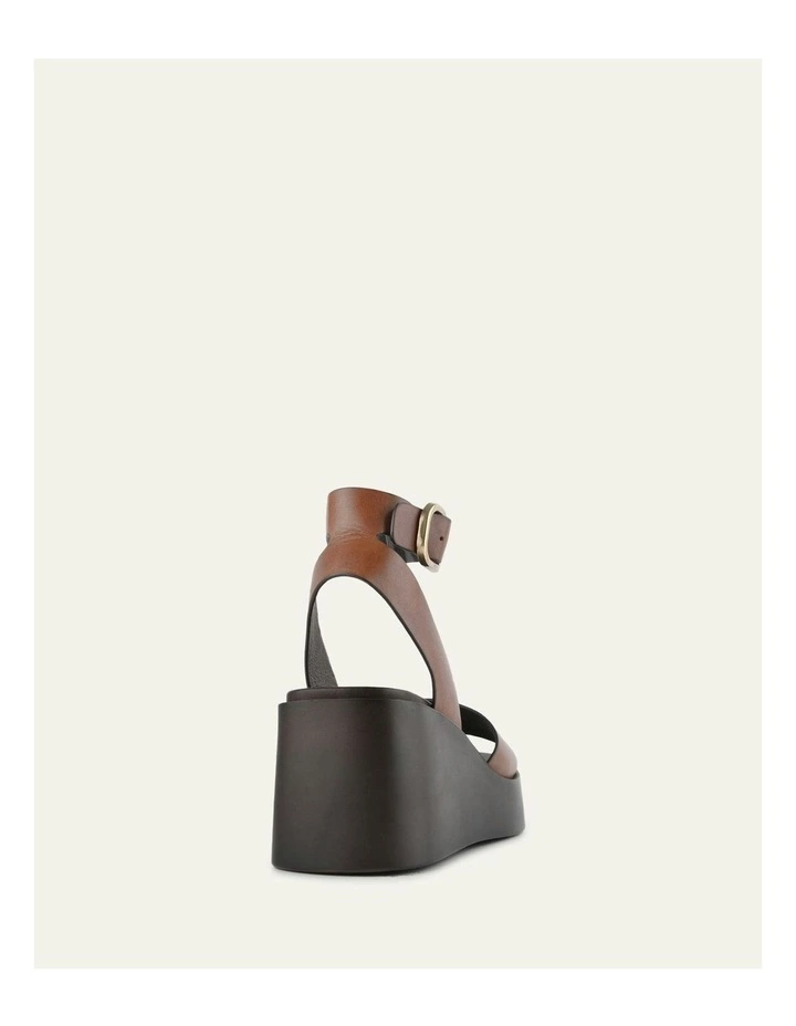Cassie Leather Mid Wedge Sandals in Brandy image 4