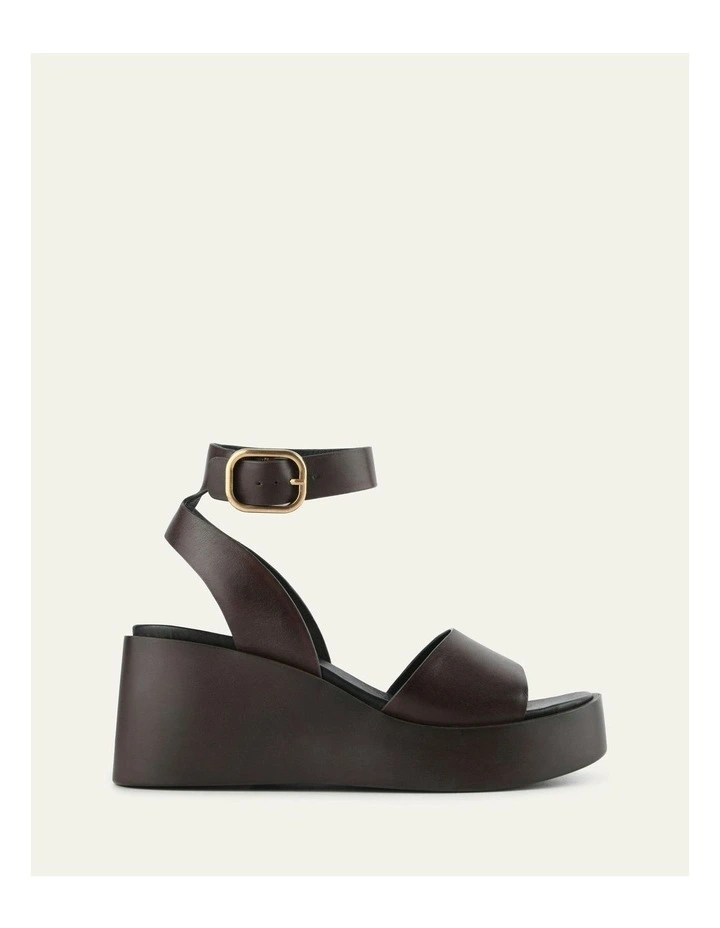 Cassie Leather Mid Wedge Sandals in Chestnut image 1
