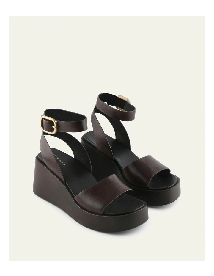 Cassie Leather Mid Wedge Sandals in Chestnut image 2