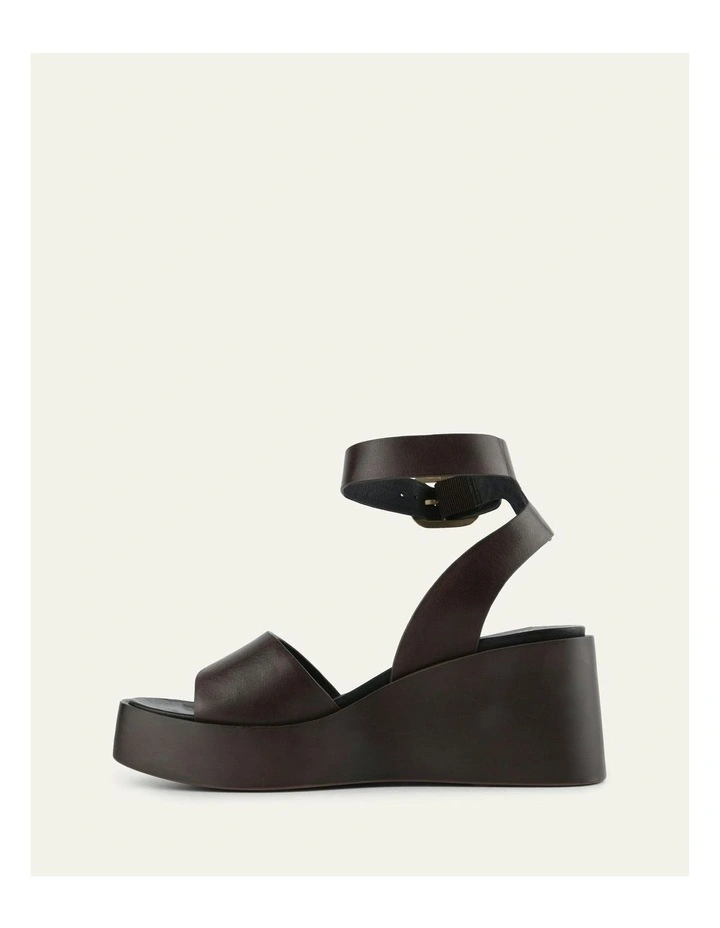 Cassie Leather Mid Wedge Sandals in Chestnut image 5