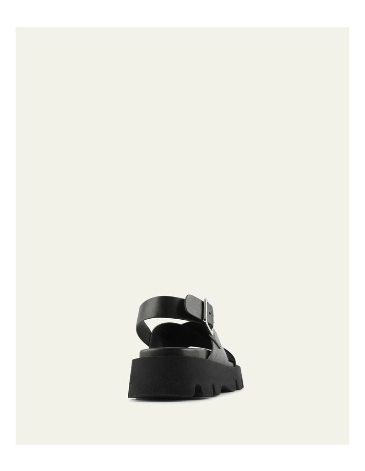 Jette Flat Leather Sandals in Black image 4