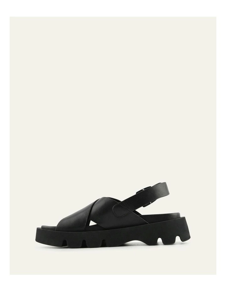 Jette Flat Leather Sandals in Black image 5