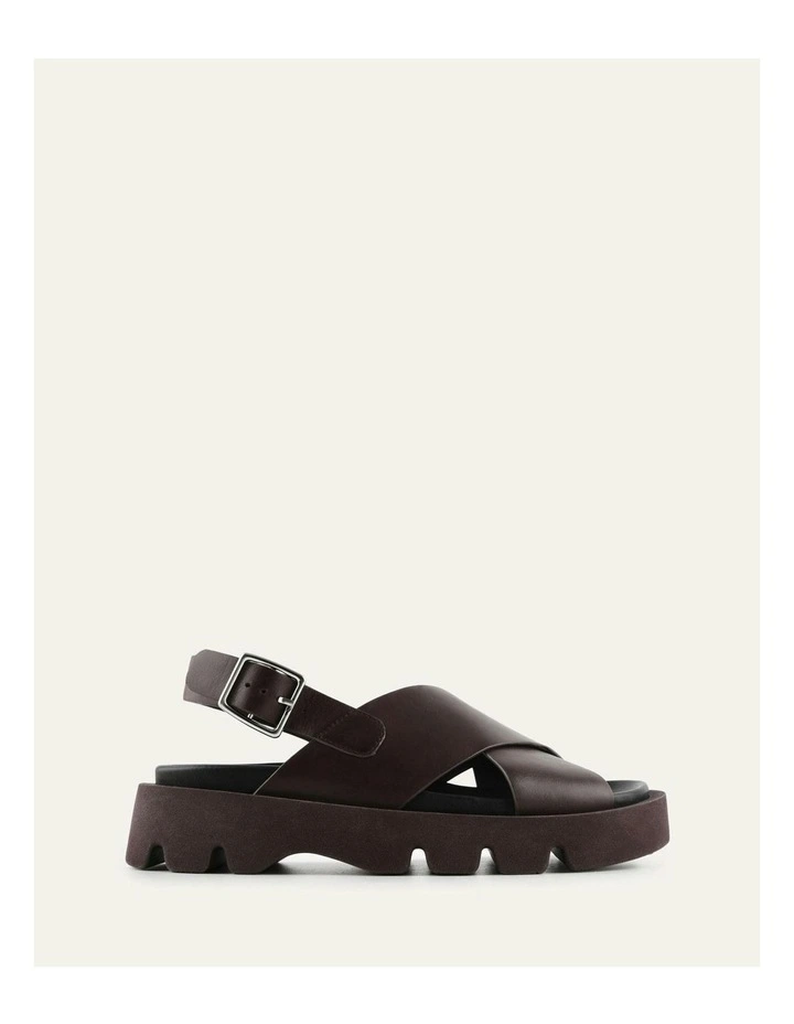 Jette Flat Leather Sandals in Chestnut image 1