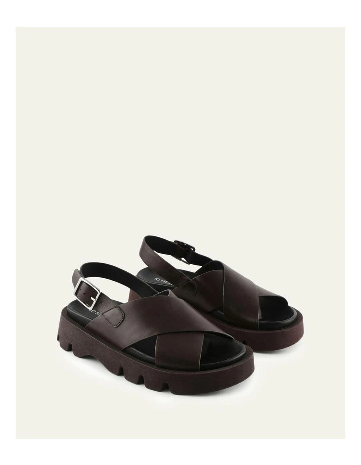 Jette Flat Leather Sandals in Chestnut image 2