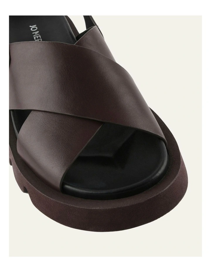 Jette Flat Leather Sandals in Chestnut image 3