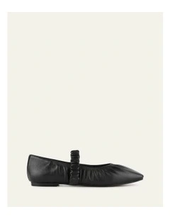 Keely Leather Flat Ballet Shoes in Black