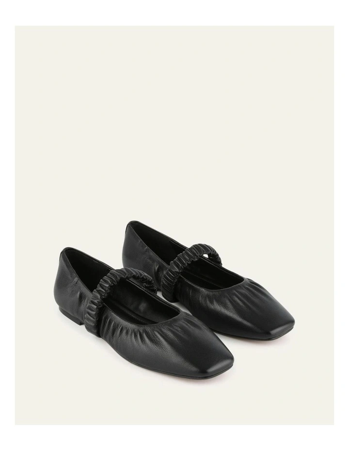 Keely Leather Flat Ballet Shoes in Black image 3