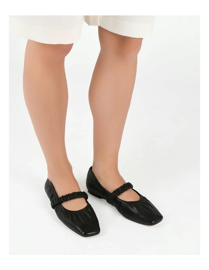 Keely Leather Flat Ballet Shoes in Black image 7