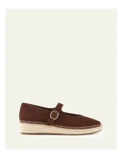 Elsie Flat Espadrilles in Russet Suede