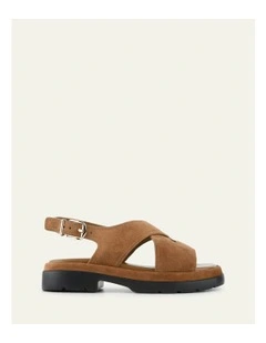Toorak Flat Sandals in Biscuit Suede