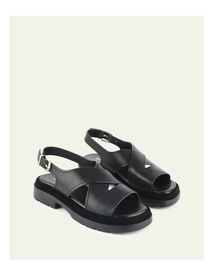 Toorak Flat Sandals in Black Leather image 2
