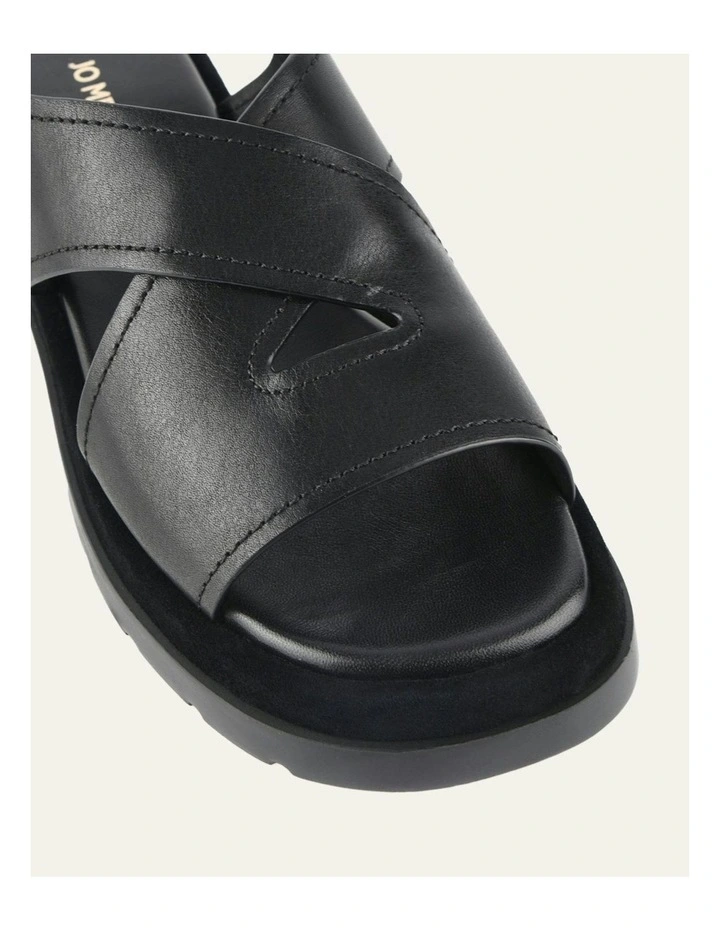 Toorak Flat Sandals in Black Leather image 3