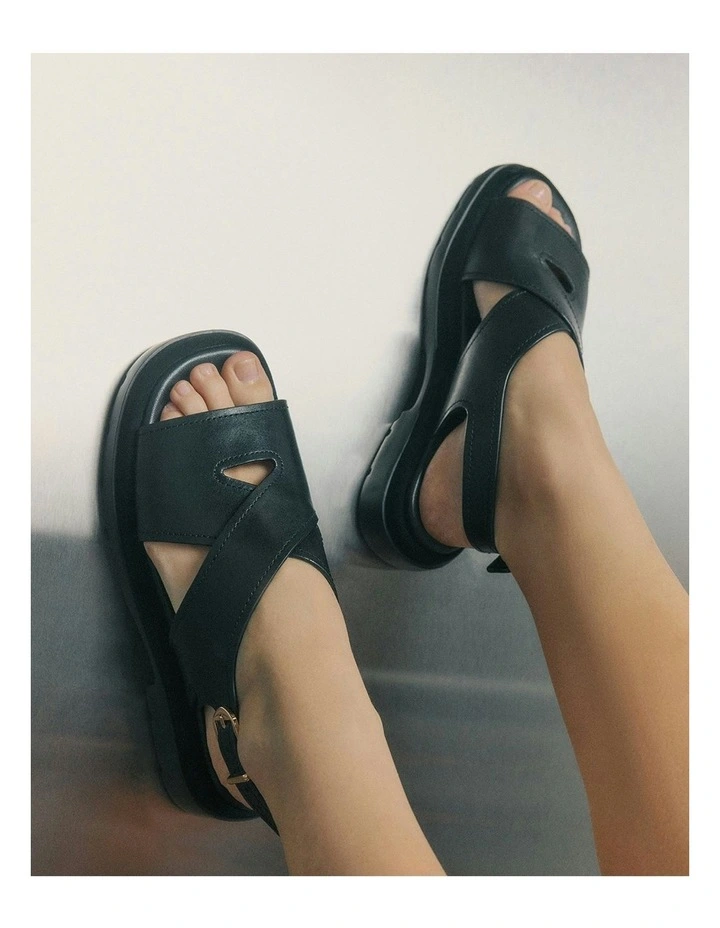 Toorak Flat Sandals in Black Leather image 7