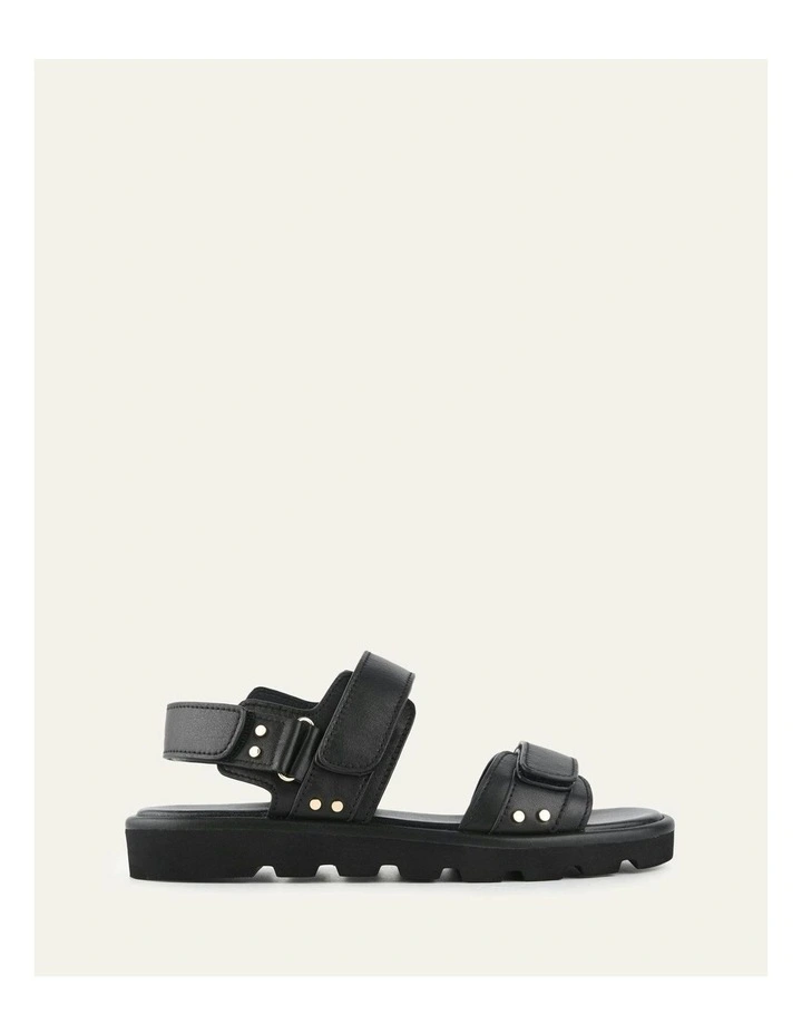 Rufus Leather Flat Sandals in Black image 1