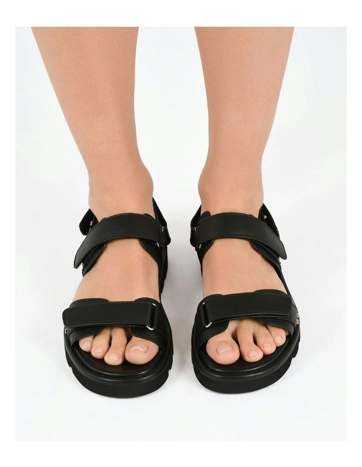Rufus Leather Flat Sandals in Black image 2