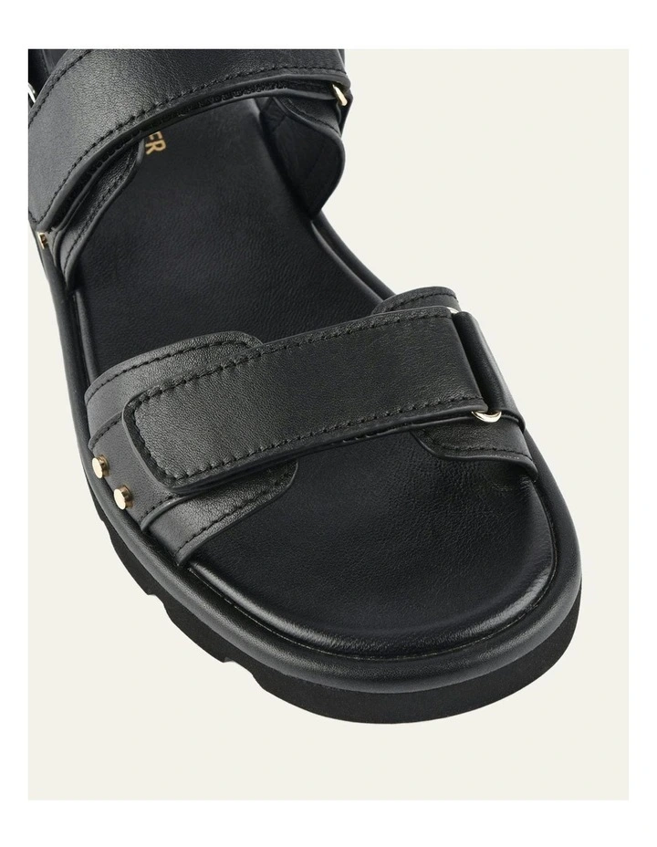 Rufus Leather Flat Sandals in Black image 4
