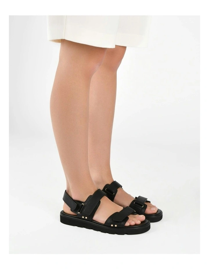 Rufus Leather Flat Sandals in Black image 7