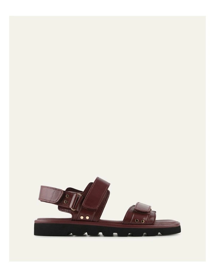 Rufus Leather Flat Sandals in Mulberry image 1