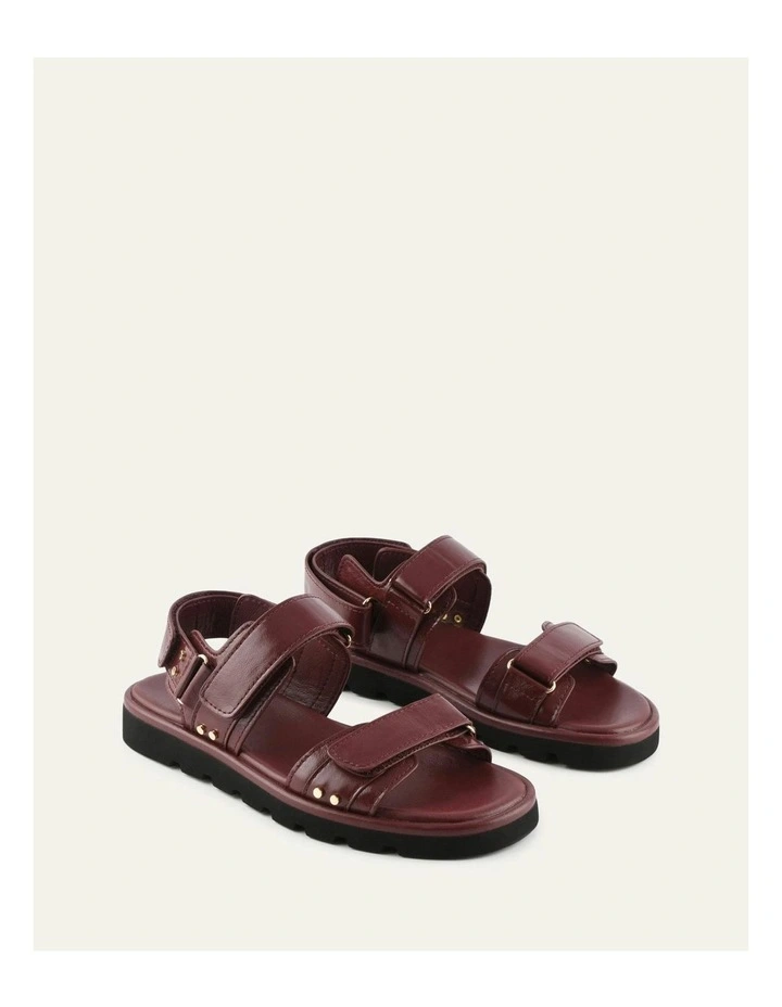 Rufus Leather Flat Sandals in Mulberry image 2