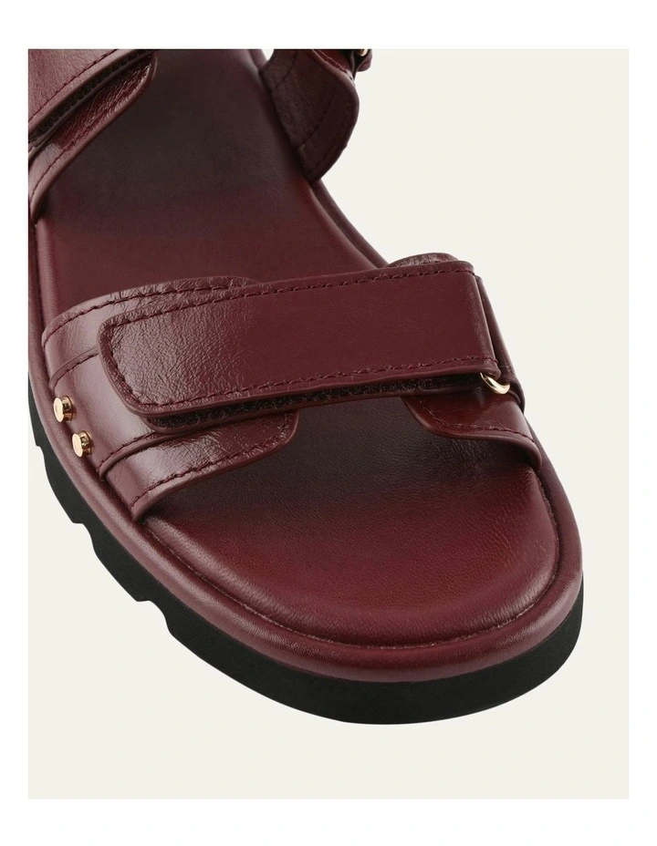 Rufus Leather Flat Sandals in Mulberry image 3