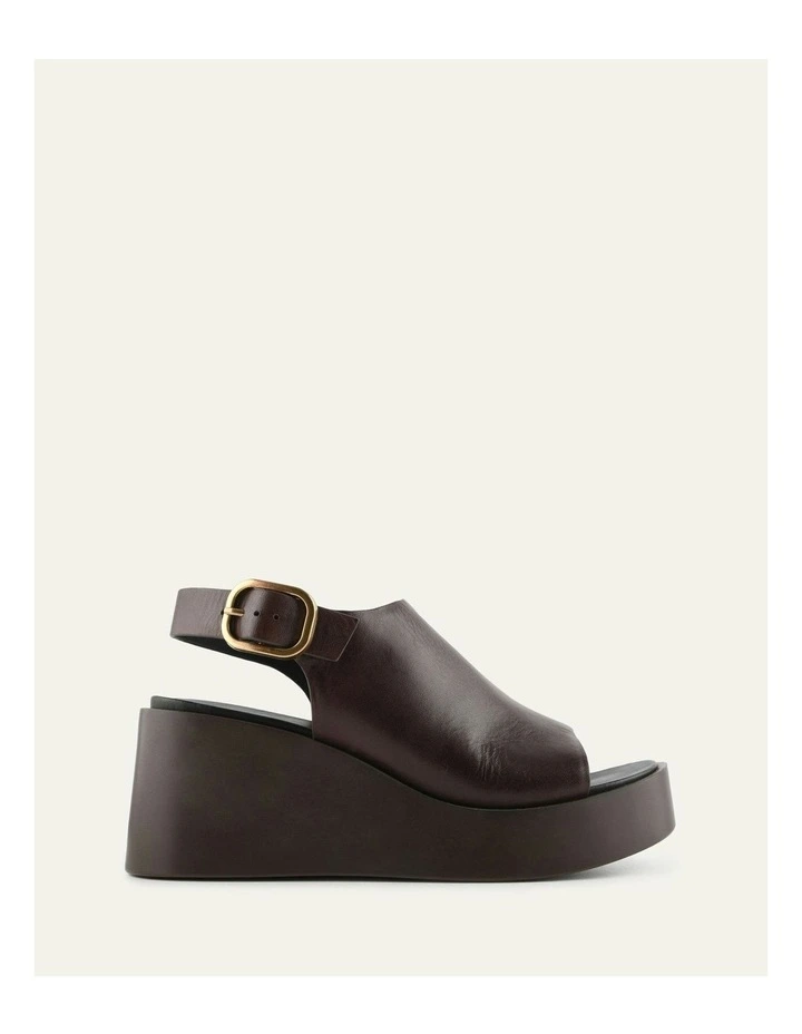 Cherry Leather Mid Wedge Sandals in Chestnut image 1