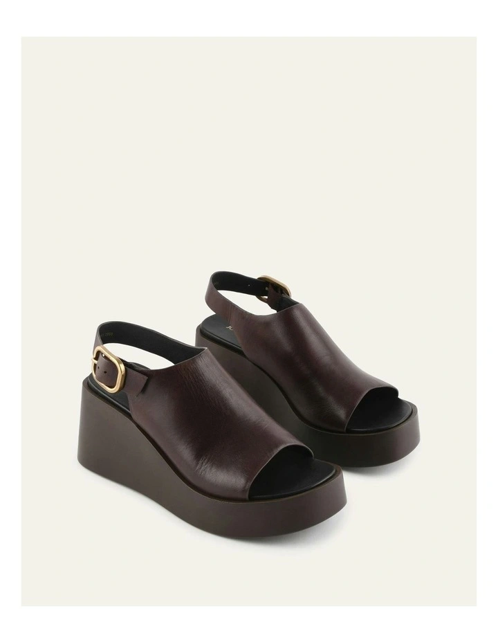 Cherry Leather Mid Wedge Sandals in Chestnut image 2