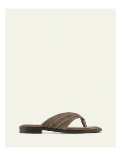 Reggie Flat Sandals in Ash Suede