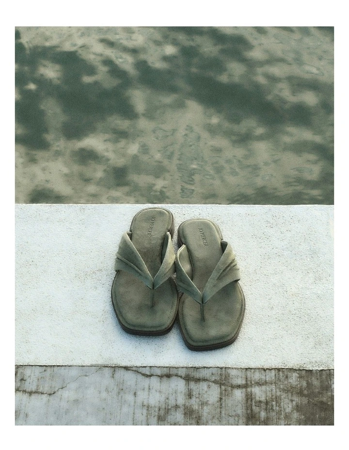 Reggie Flat Sandals in Sage Suede image 6