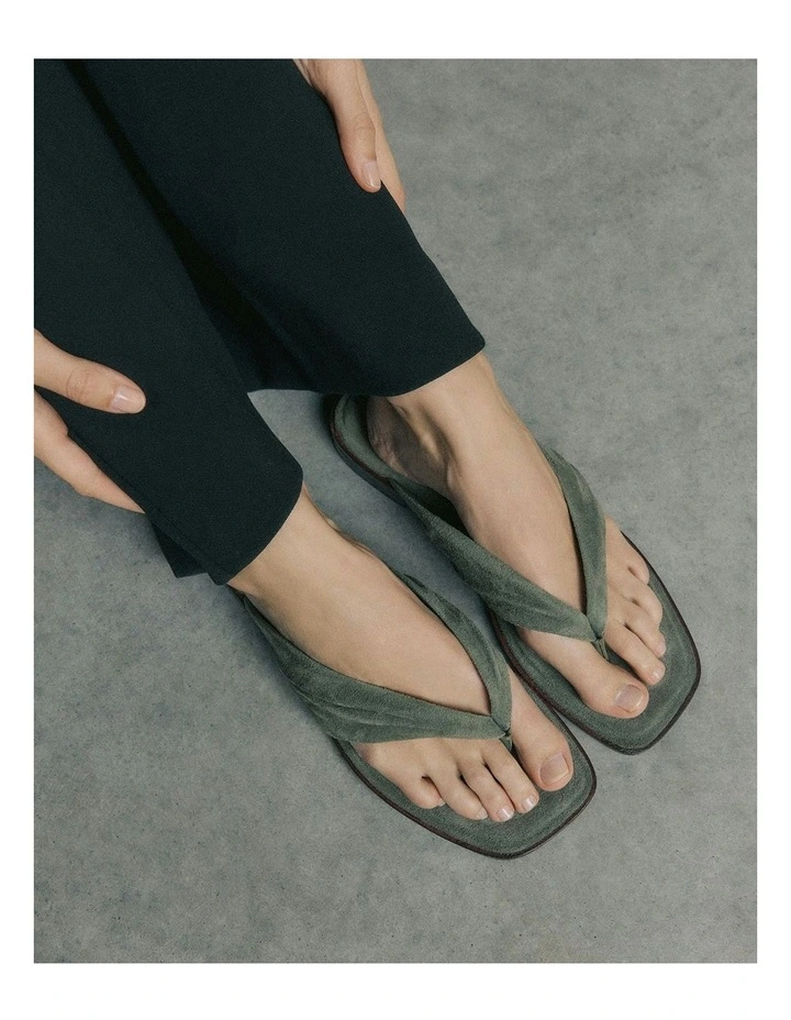 Reggie Flat Sandals in Sage Suede image 7