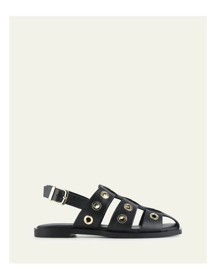Saffi Leather Flat Sandals in Black image 1