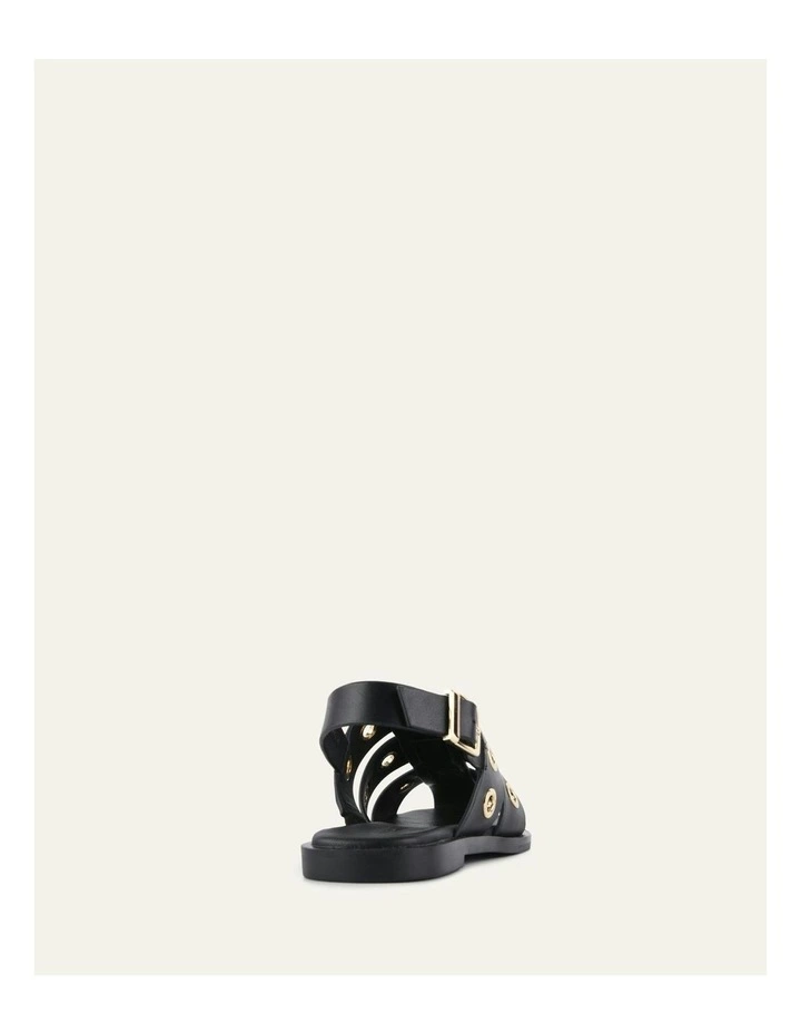 Saffi Leather Flat Sandals in Black image 4