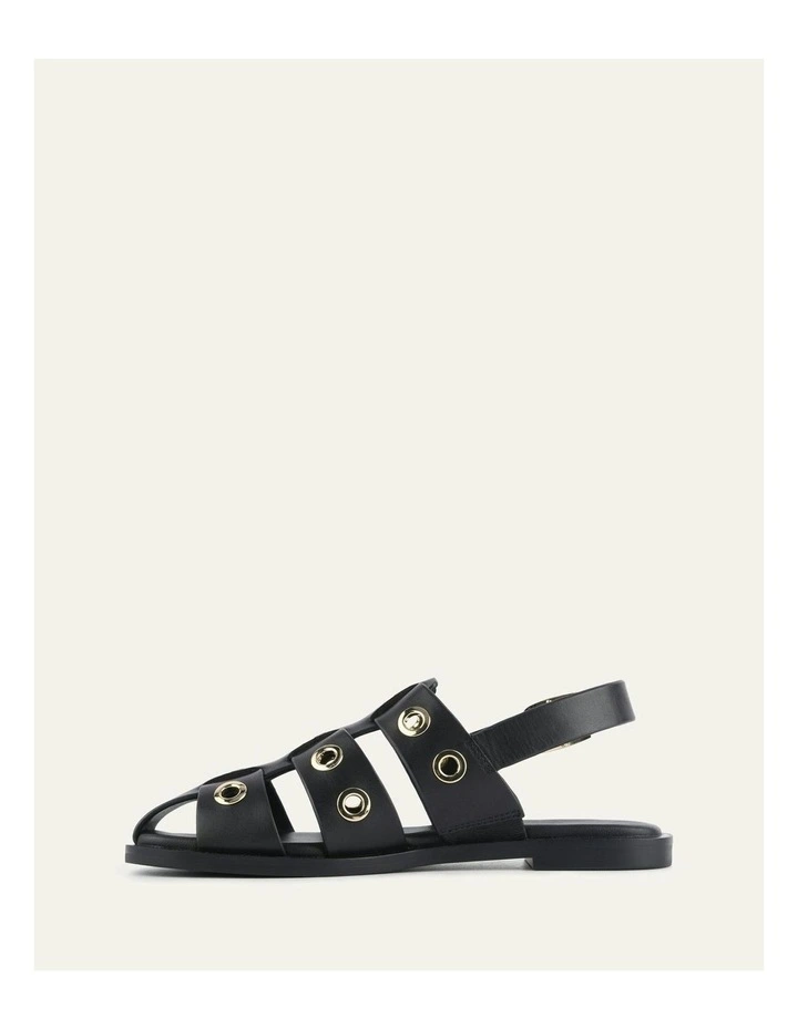Saffi Leather Flat Sandals in Black image 5