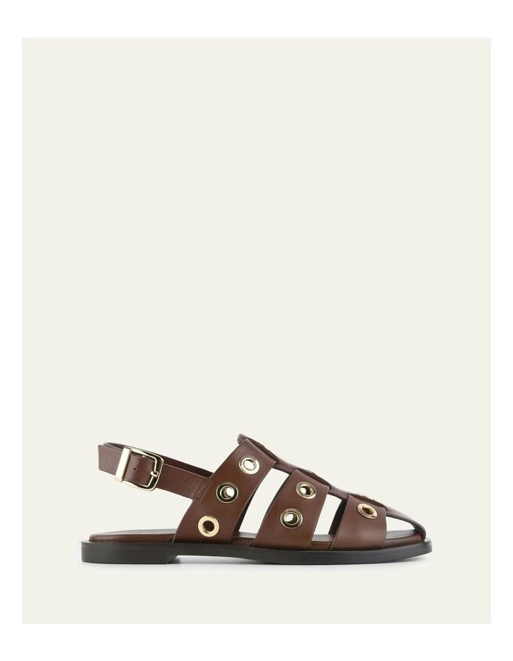 Saffi Leather Flat Sandals in Pecan image 1