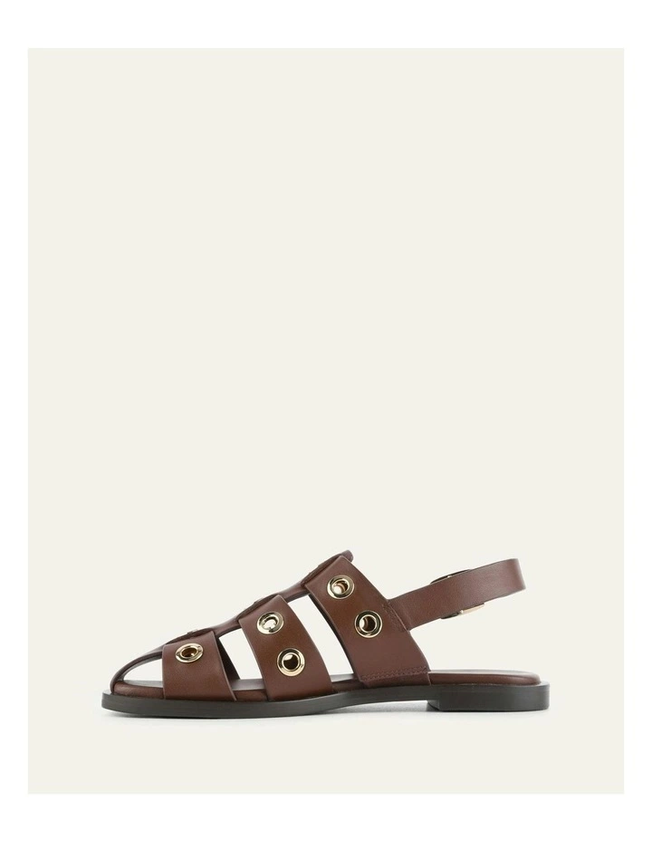 Saffi Leather Flat Sandals in Pecan image 5