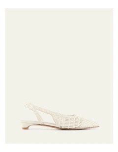 Aubrey Leather Dress Flats in Off White
