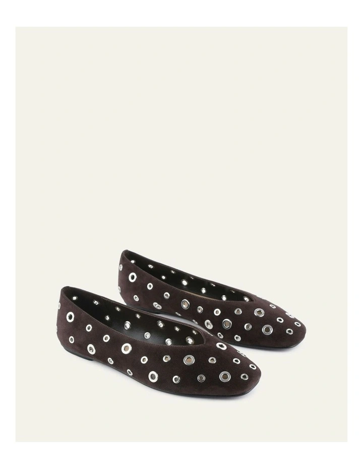 Elton Ballet Flats Bitter in Choc Suede image 2
