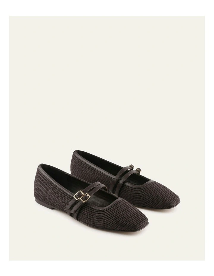 Sullivan Ballet Flats in Bitter Choc Raffia image 2