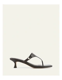 Token Low Heel Sandals in Bitter Choc Leather