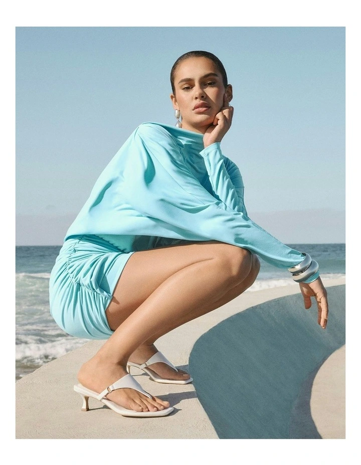 Token Low Heel Sandals in White Leather image 2