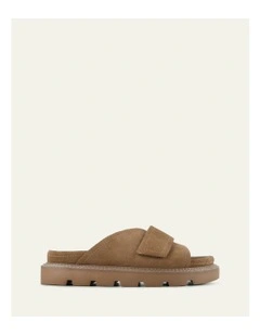 Verve Flat Sandals in Latte Suede