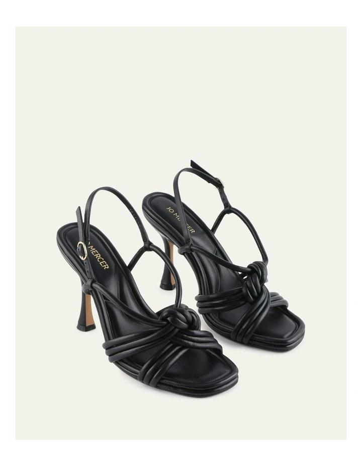 Xanthe Mid Heel Leather Sandals in Black image 2