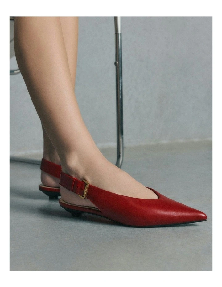 Albie Dress Leather Flats in Ruby Red image 6